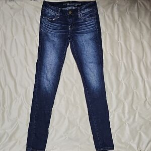 American Eagle Outfitters Women's Dark Blue Skinny Jeans#342